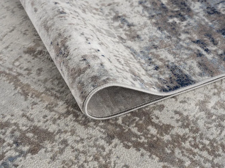Navy Blue Distressed Striations Runner Rug Photo 5