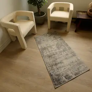 Photo of Navy Blue Distressed Striations Runner Rug