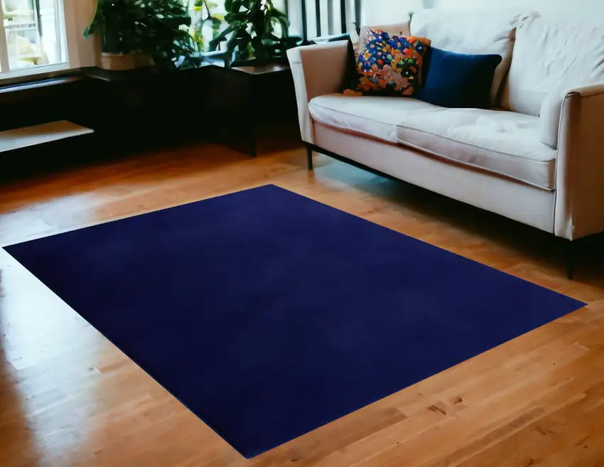 Navy Blue FauX Fur Shag Non Skid Area Rug Photo 1