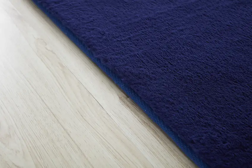 Navy Blue Faux Fur Shag Non Skid Area Rug Photo 7