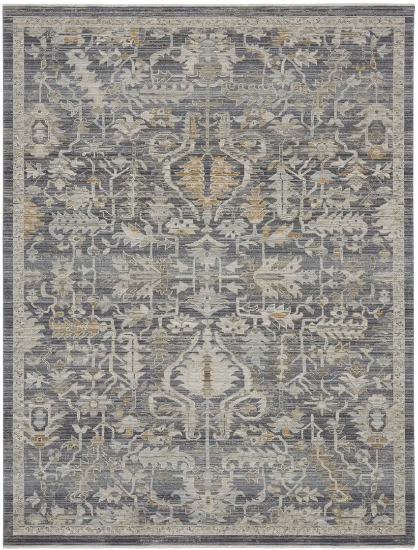 Navy Blue Floral Area Rug Photo 2