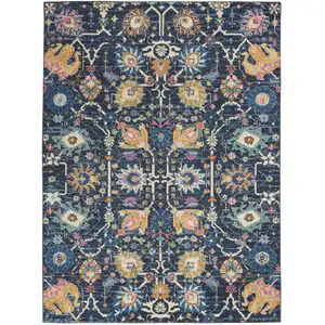 Photo of Navy Blue Floral Buds Area Rug