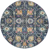 Photo of Navy Blue Floral Buds Area Rug