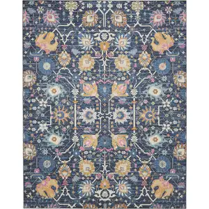 Photo of Navy Blue Floral Buds Area Rug