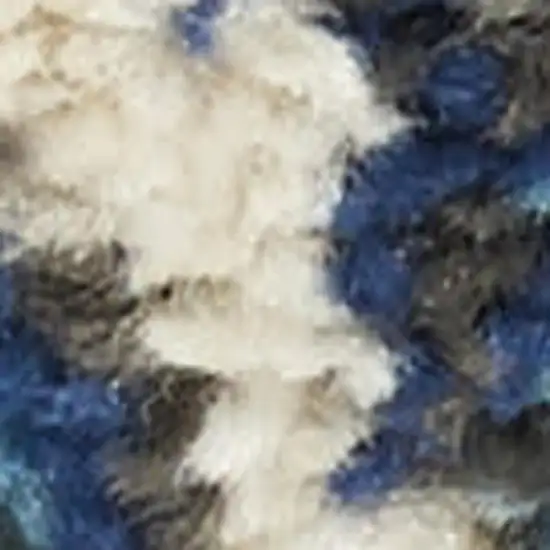 8' Navy Blue Yellow And Pink Floral Runner Rug Photo 3