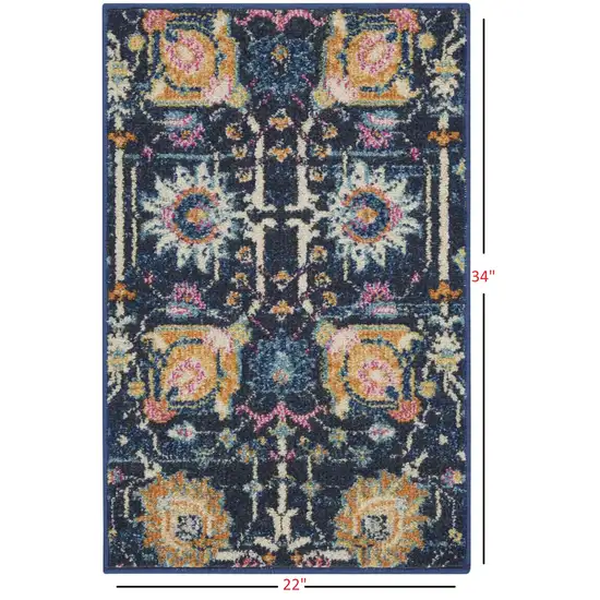 Navy Blue Floral Buds Scatter Rug Photo 5