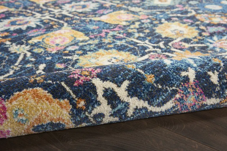 Navy Blue Floral Buds Scatter Rug Photo 5