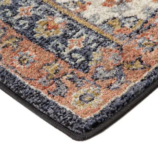 Ivory Orange And Dark Gray Floral Area Rug Photo 6