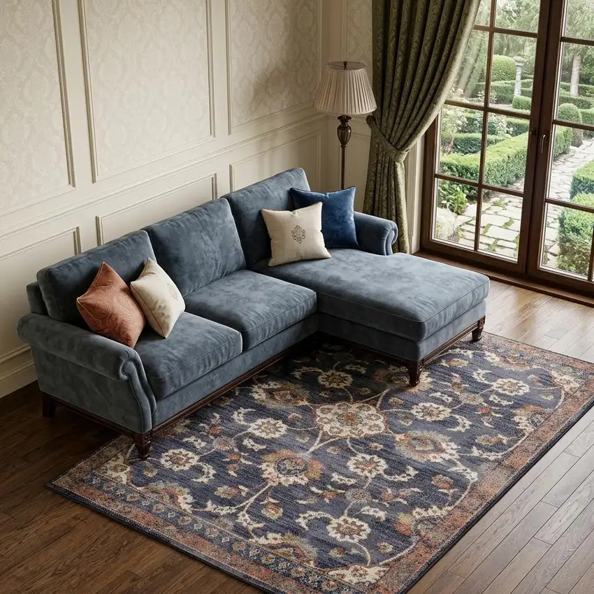 Ivory Orange And Dark Gray Floral Area Rug Photo 1