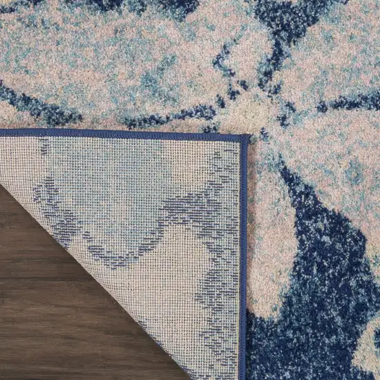 Navy Blue Floral Power Loom Area Rug Photo 8