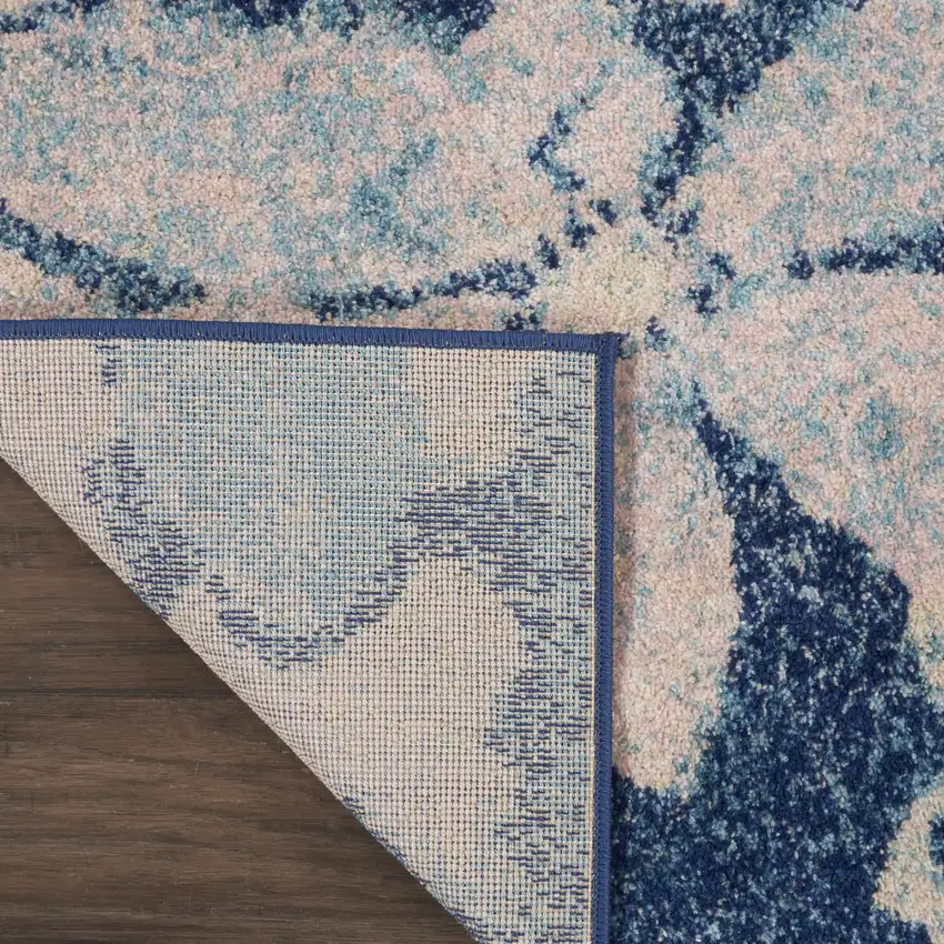 Navy Blue Floral Power Loom Area Rug Photo 8