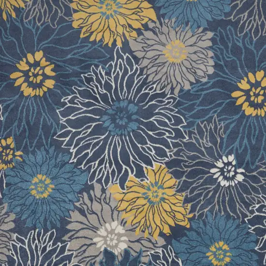 Navy Blue Floral Power Loom Area Rug Photo 6
