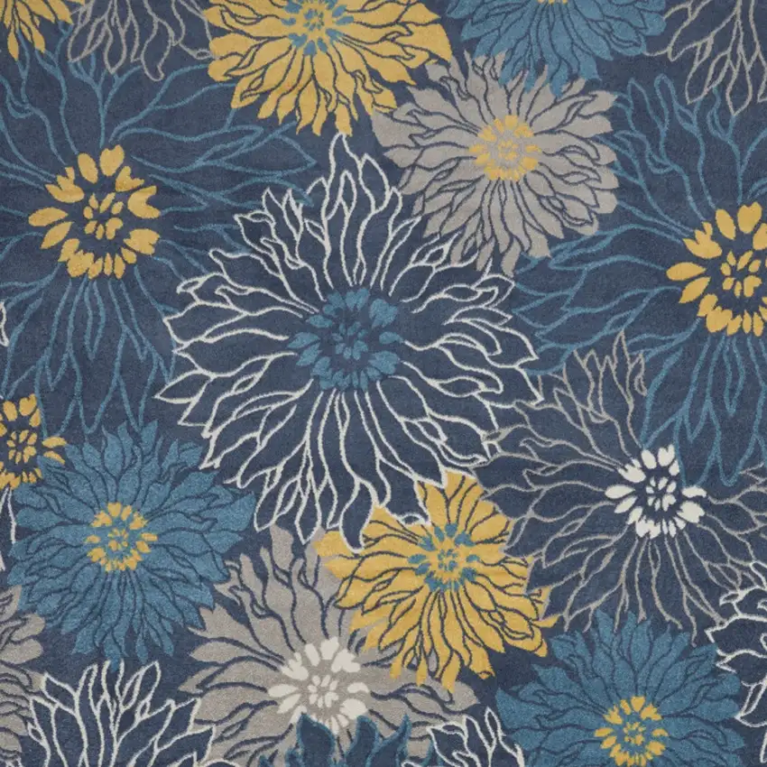 Navy Blue Floral Power Loom Area Rug Photo 6