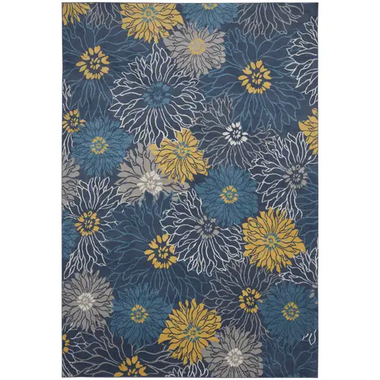 Navy Blue Floral Power Loom Area Rug Photo 1