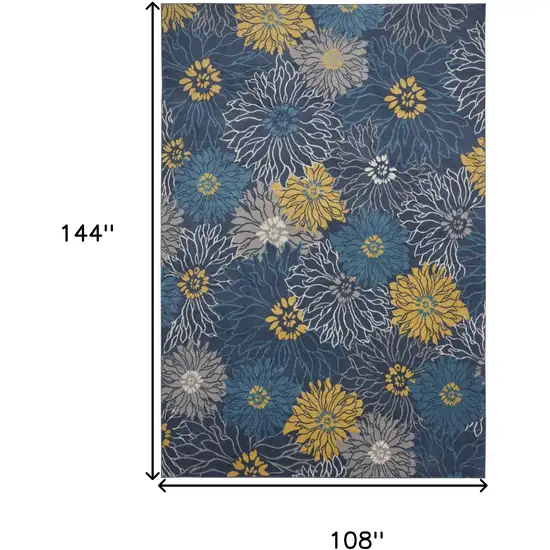 Navy Blue Floral Power Loom Area Rug Photo 8