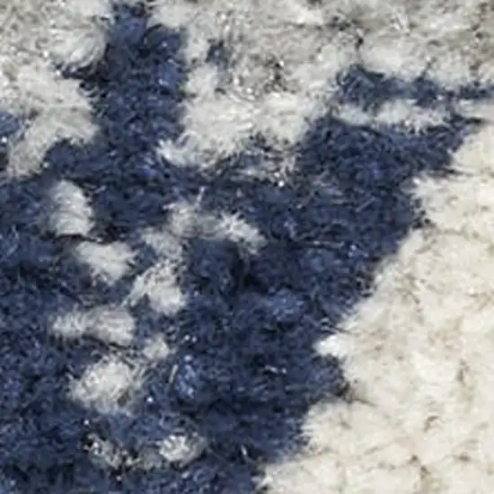 Navy Blue Floral Power Loom Distressed Area Rug Photo 3