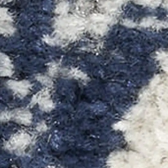 Navy Blue Floral Power Loom Distressed Area Rug Photo 1