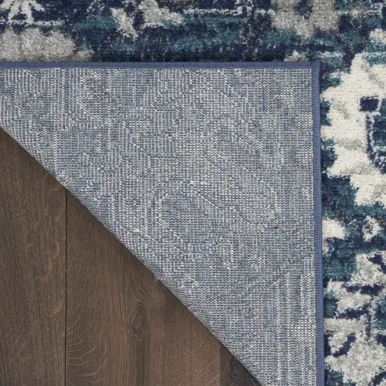 Navy Blue Floral Power Loom Distressed Area Rug Photo 7