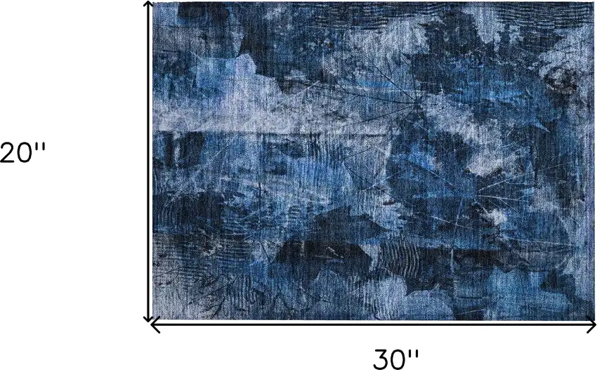 Navy Blue Floral Washable Non Skid Indoor Outdoor Area Rug Photo 3