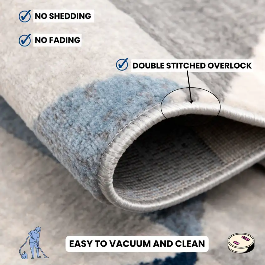 Navy Blue Geometric Diamond Area Rug Photo 7