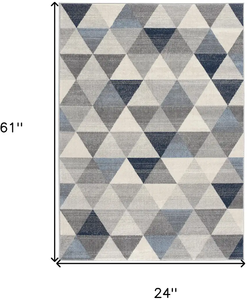 Navy Blue Geometric Diamond Area Rug Photo 3