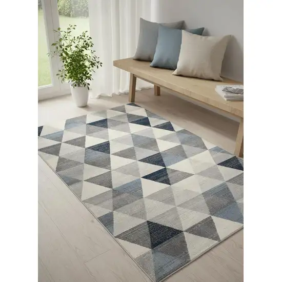 Navy Blue Geometric Diamond Area Rug Photo 1