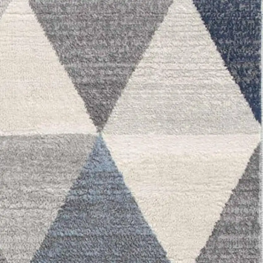 2' X 6' Navy Blue Geometric Diamond Area Rug Photo 3