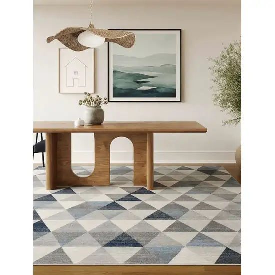 Navy Blue Geometric Diamond Area Rug Photo 8