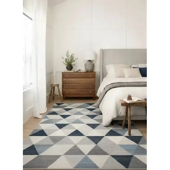 Navy Blue Geometric Diamond Area Rug Photo 6