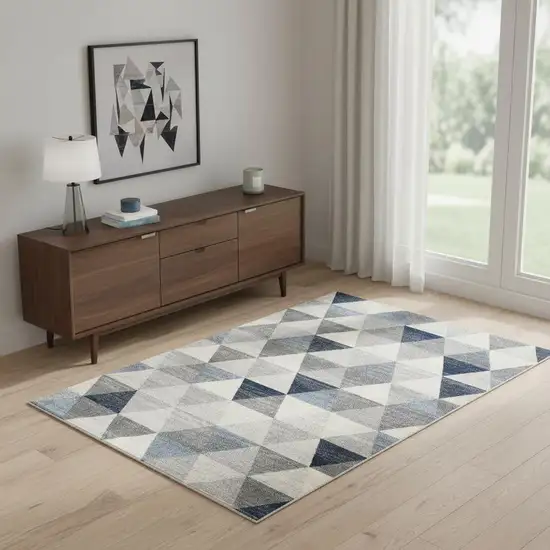 Navy Blue Geometric Diamond Area Rug Photo 1