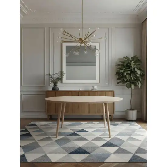 Navy Blue Geometric Diamond Area Rug Photo 5