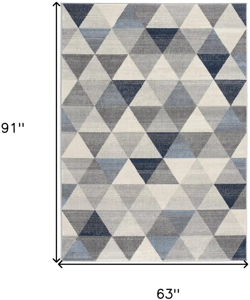 Navy Blue Geometric Diamond Area Rug Photo 3