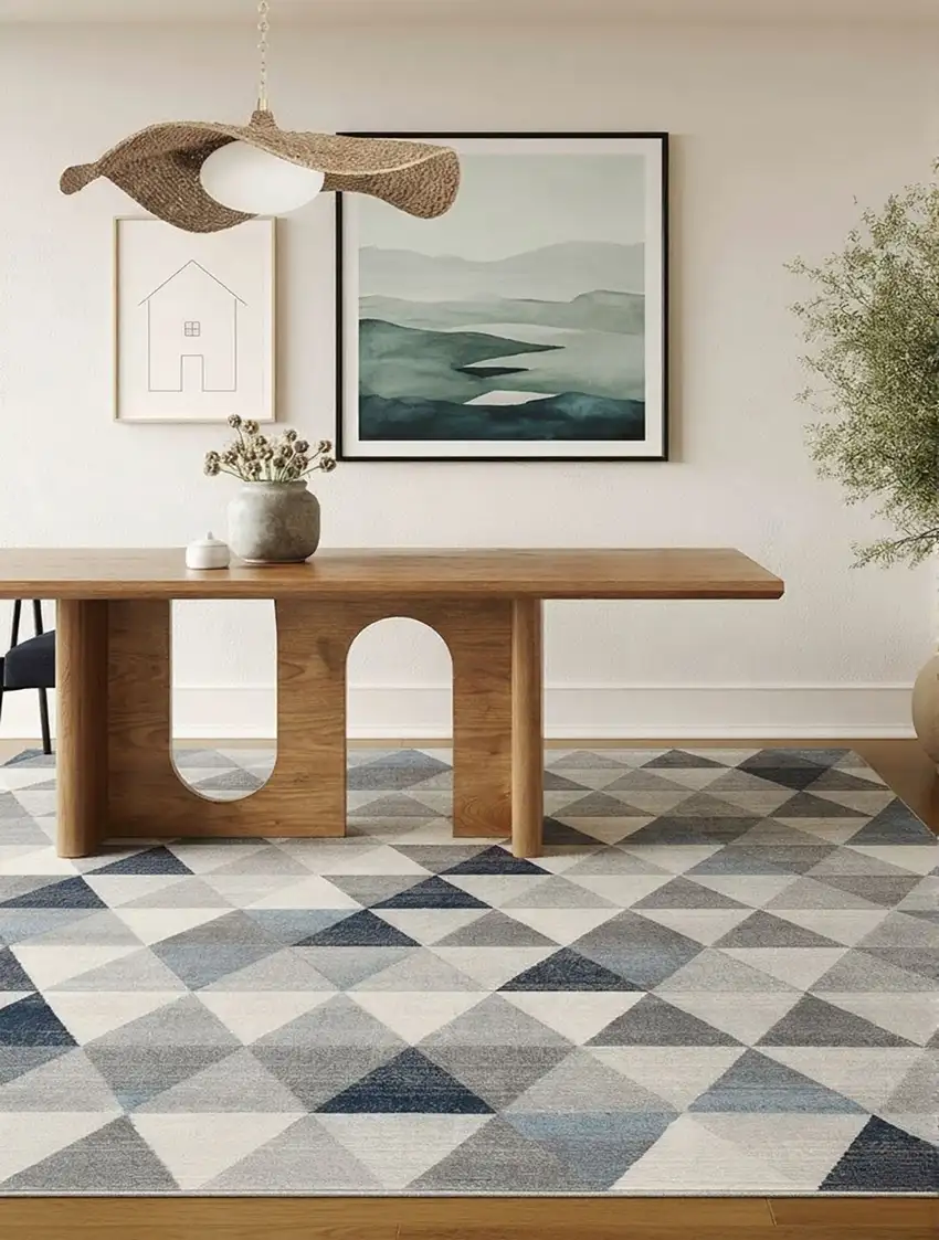 Navy Blue Geometric Diamond Area Rug Photo 8