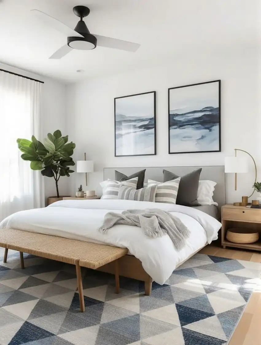 Navy Blue Geometric Diamond Area Rug Photo 4