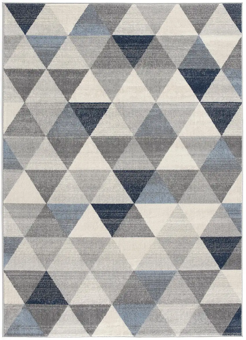 Navy Blue Geometric Diamond Area Rug Photo 5