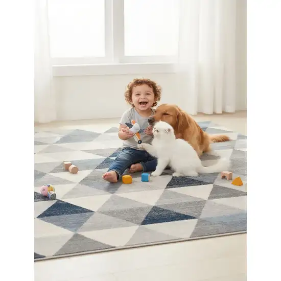 Navy Blue Geometric Diamond Area Rug Photo 7