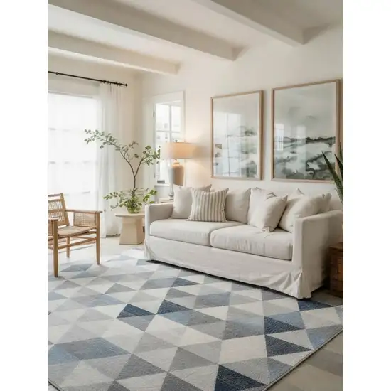 Navy Blue Geometric Diamond Area Rug Photo 5