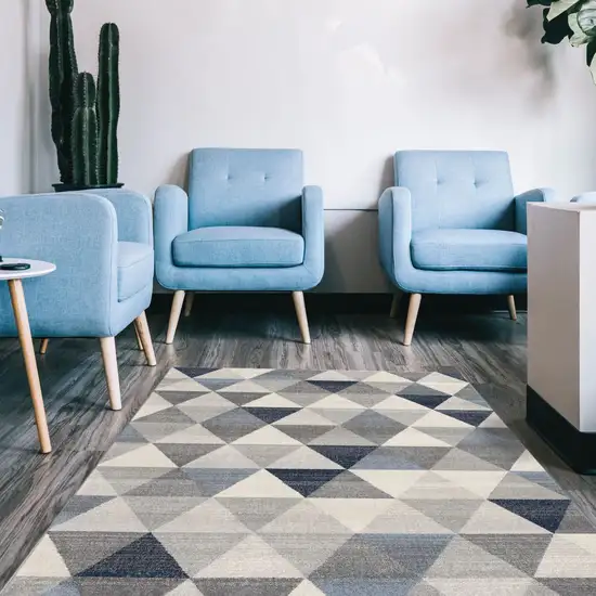 Navy Blue Geometric Diamond Area Rug Photo 9