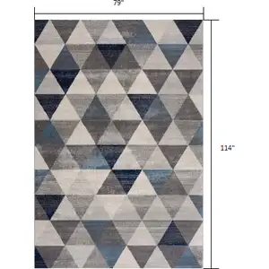 Photo of Navy Blue Geometric Diamond Area Rug
