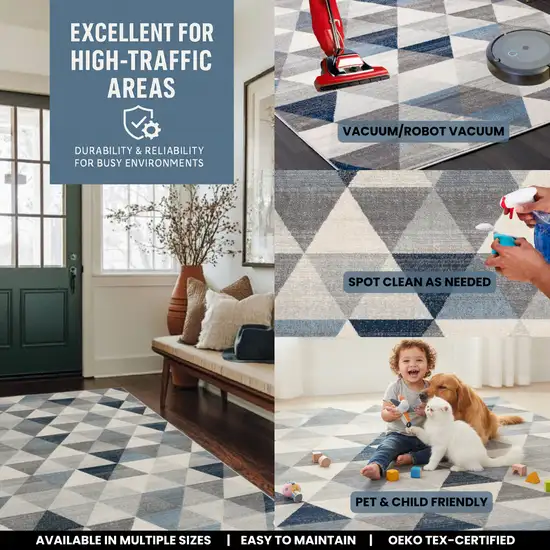 Navy Blue Geometric Diamond Area Rug Photo 8