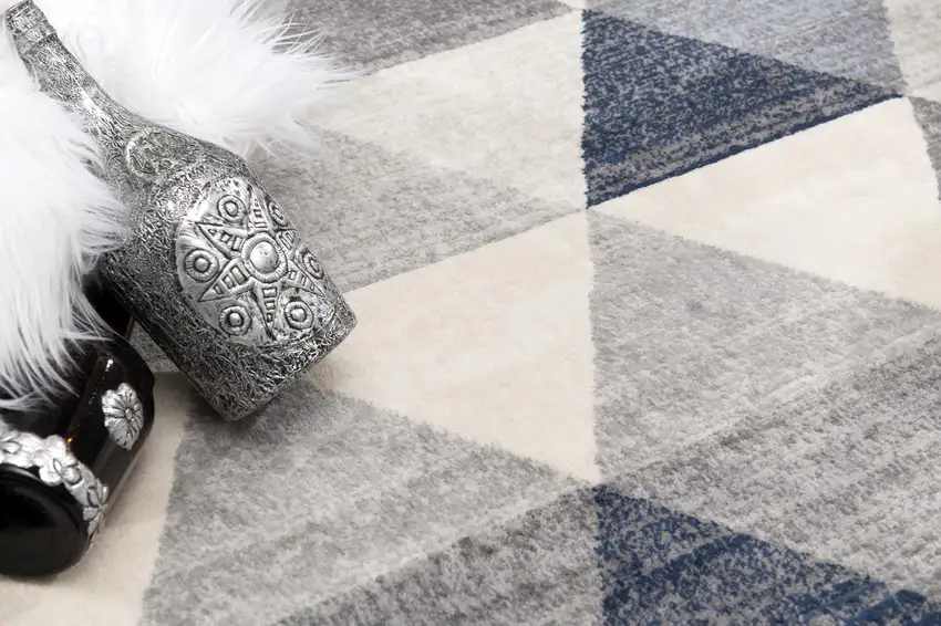 Navy Blue Geometric Diamond Area Rug Photo 8
