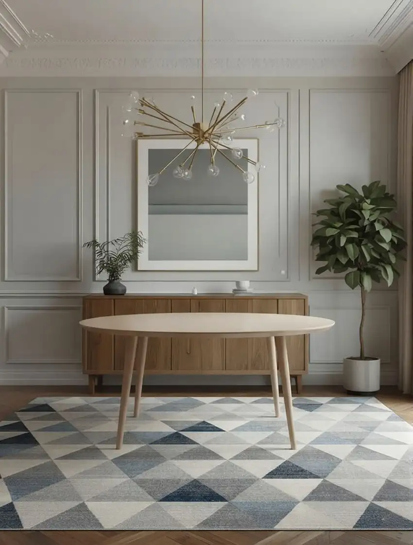 Navy Blue Geometric Diamond Area Rug Photo 6