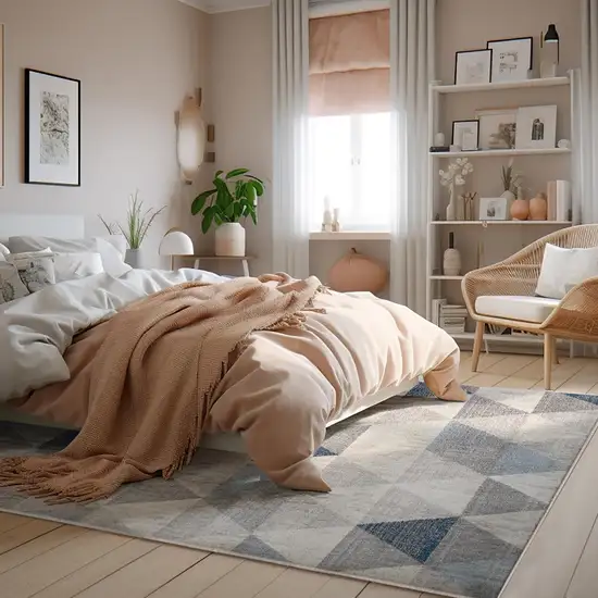 Navy Blue Geometric Diamond Area Rug Photo 8