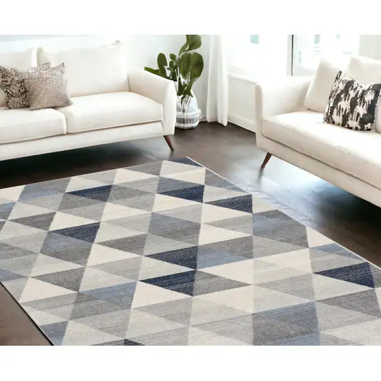 Navy Blue Geometric Diamond Area Rug Photo 2