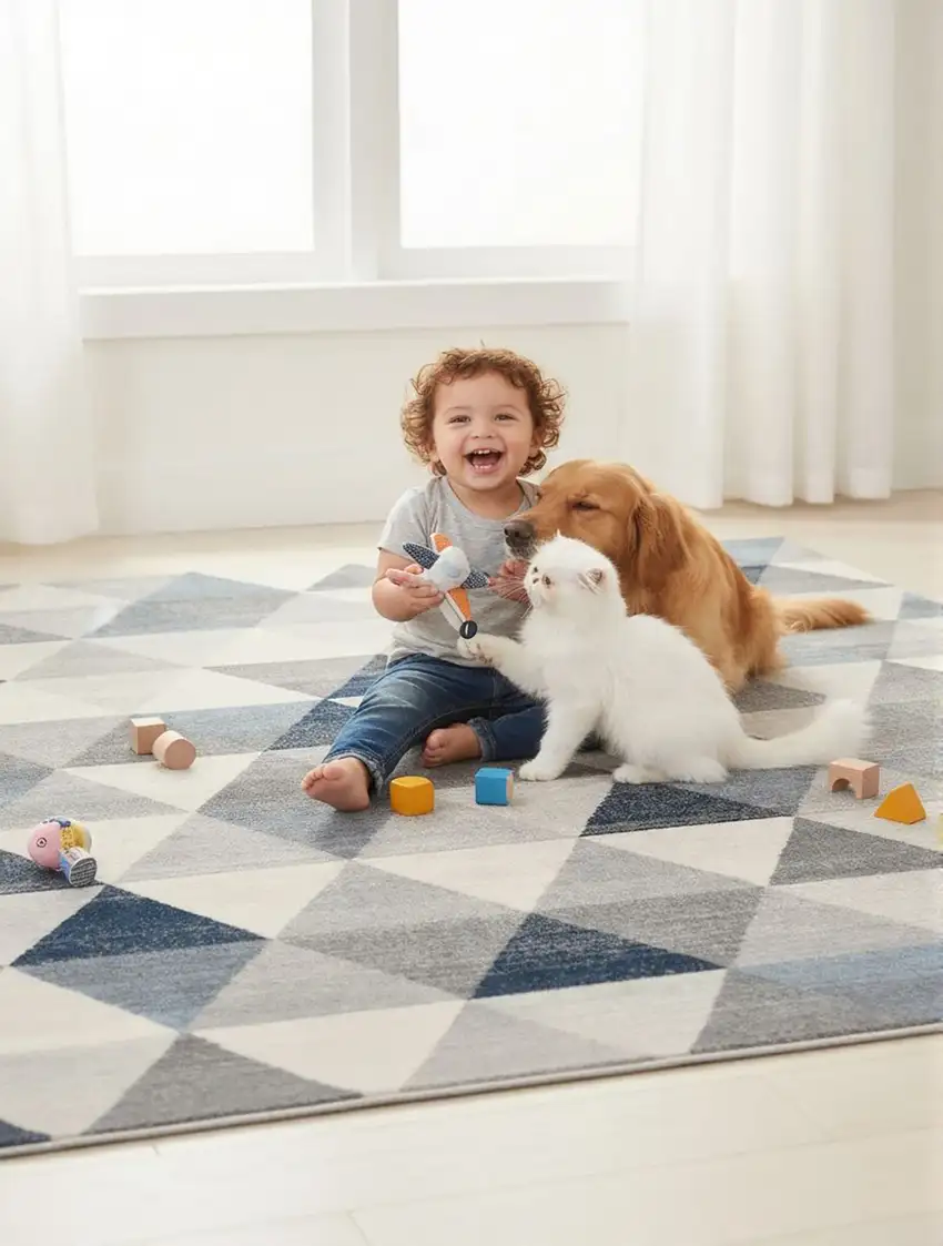 Navy Blue Geometric Diamond Area Rug Photo 7