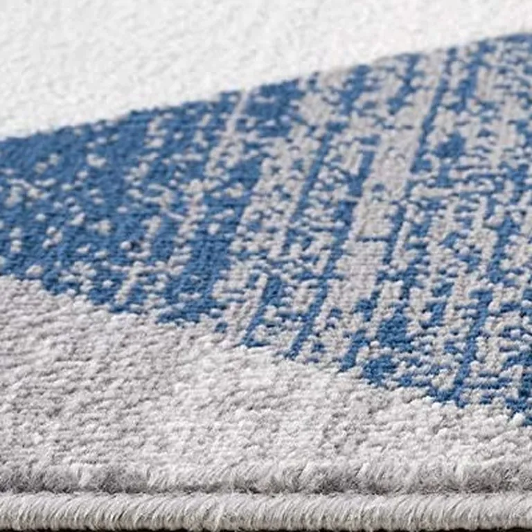 Navy Blue Geometric Diamond Runner Rug Photo 2