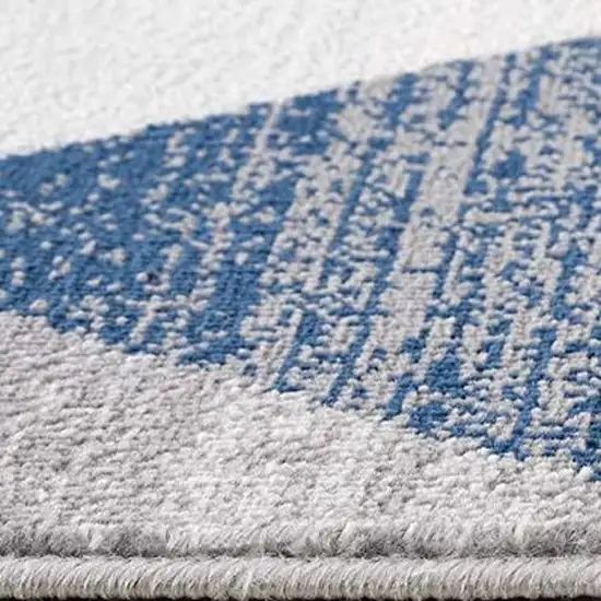 Navy Blue Geometric Diamond Runner Rug Photo 2