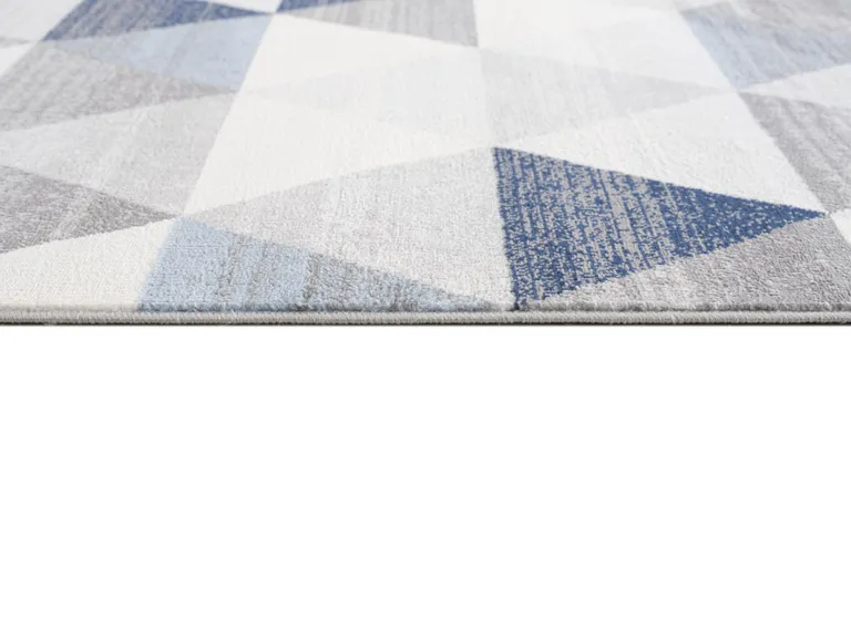 Navy Blue Geometric Diamond Runner Rug Photo 5