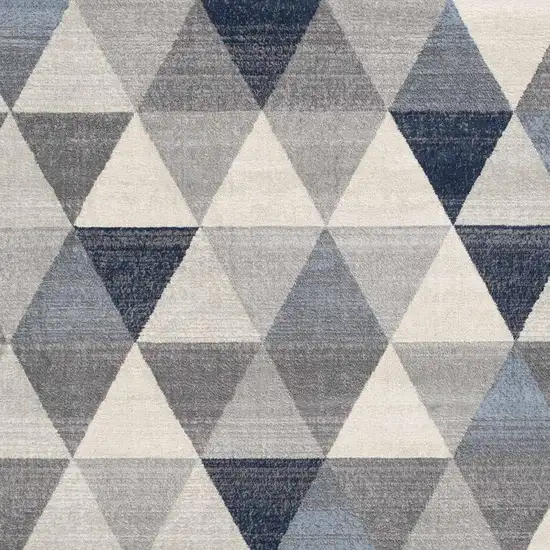 2' X 15' Navy Blue Geometric Diamond Runner Rug Photo 3