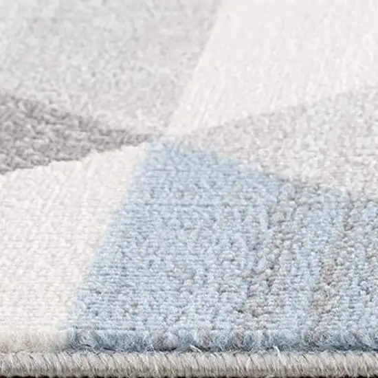 Navy Blue Geometric Diamond Runner Rug Photo 9
